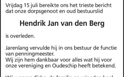 In memoriam: Hendrik Jan van den Berg